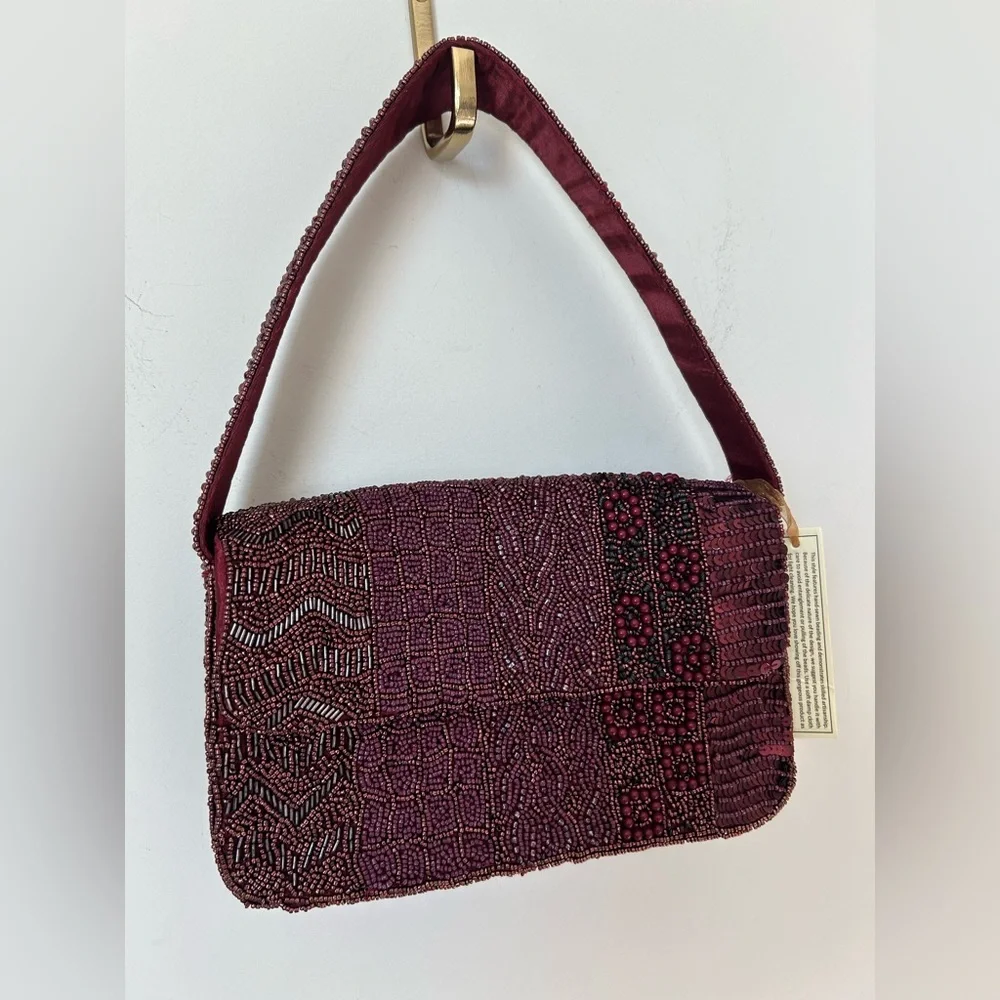 Beaded Burgundy sequins Shoulder Bag